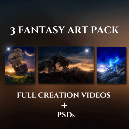 3 Fantasy Art Pack / Full Creation Videos+PSDs